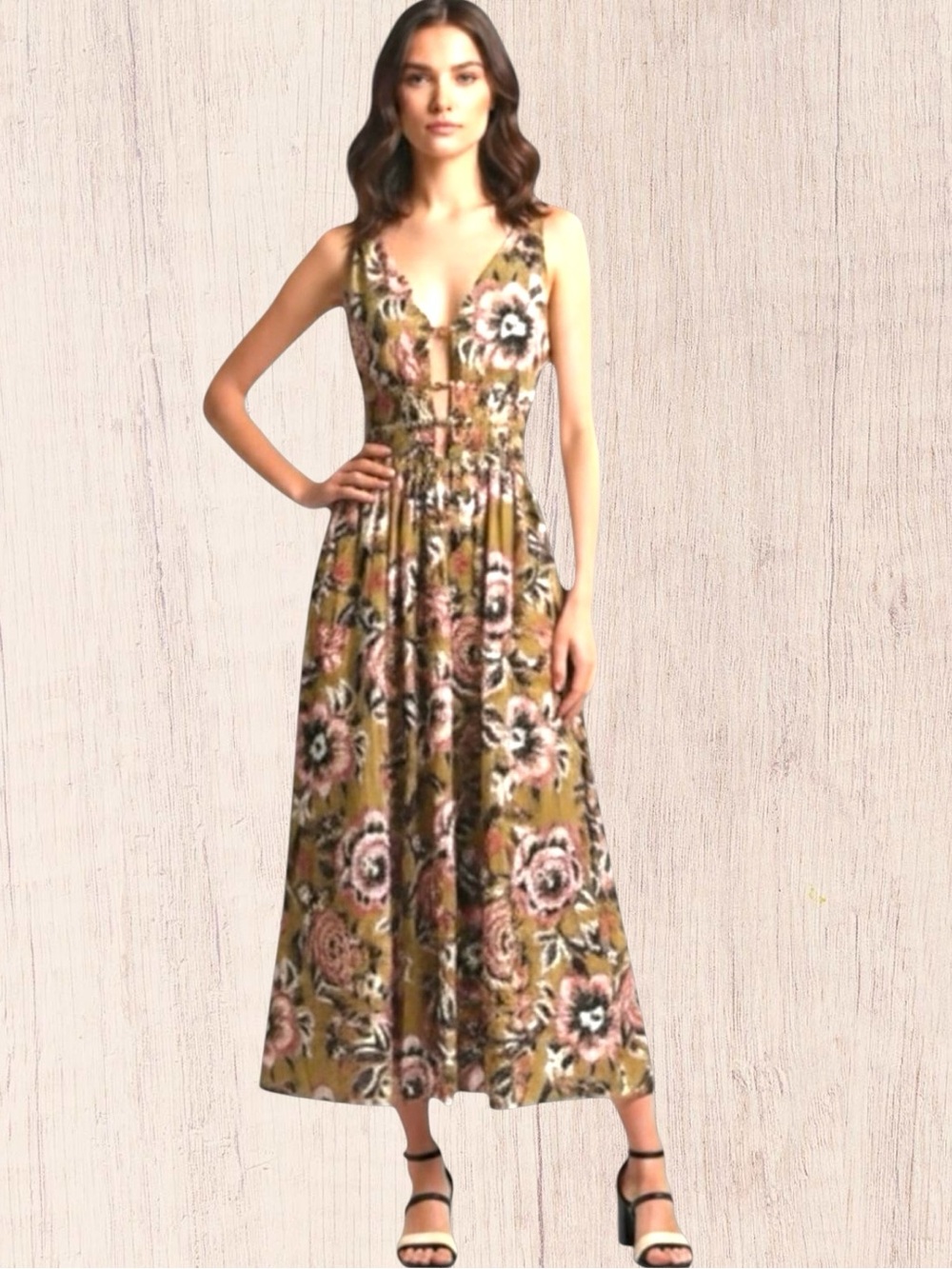 Revolve Camila Coelho Sleeveless Pull Over Satin Plaid Printed Maxi Dress NWT